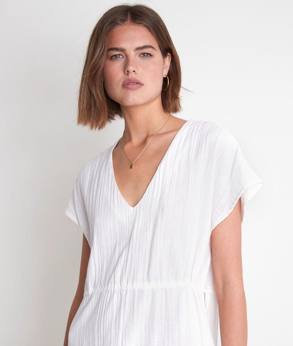 Robe longue en coton écru Latimissi | 1-2-3 Robe longue en coton écru Latimissi PhotoZ | 1-2-3