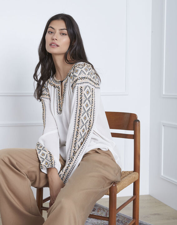 Blouse écru brodée Vahan | 1-2-3 Blouse écru brodée Vahan PhotoZ | 1-2-3