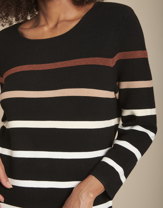Pull noir rayé Nacadamia | 1-2-3 Pull noir rayé Nacadamia PhotoZ | 1-2-3