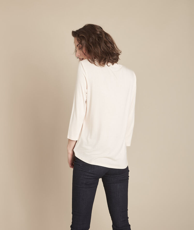Tee-shirt nude bimatière col tunisien genna sable rose.