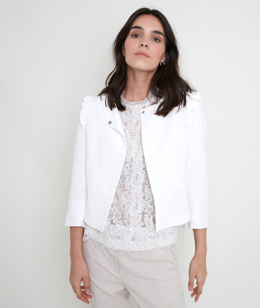 Jacke aus cremefarbenem kreppstoff philise creme.