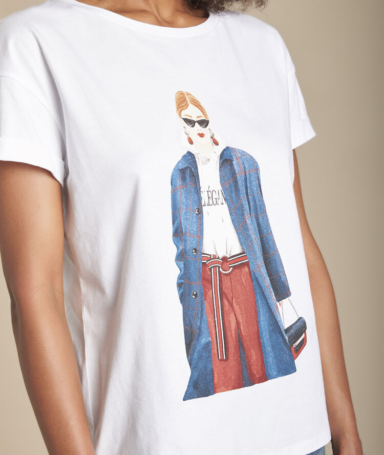 Tee-shirt blanc sérigraphié coton biologique clarisse blanc.