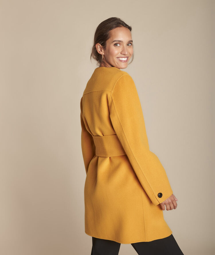 Manteau jaune double face en laine mélangée thea soleil.