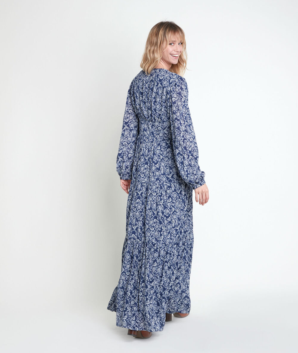 Robe longue imprimée leonor marine.