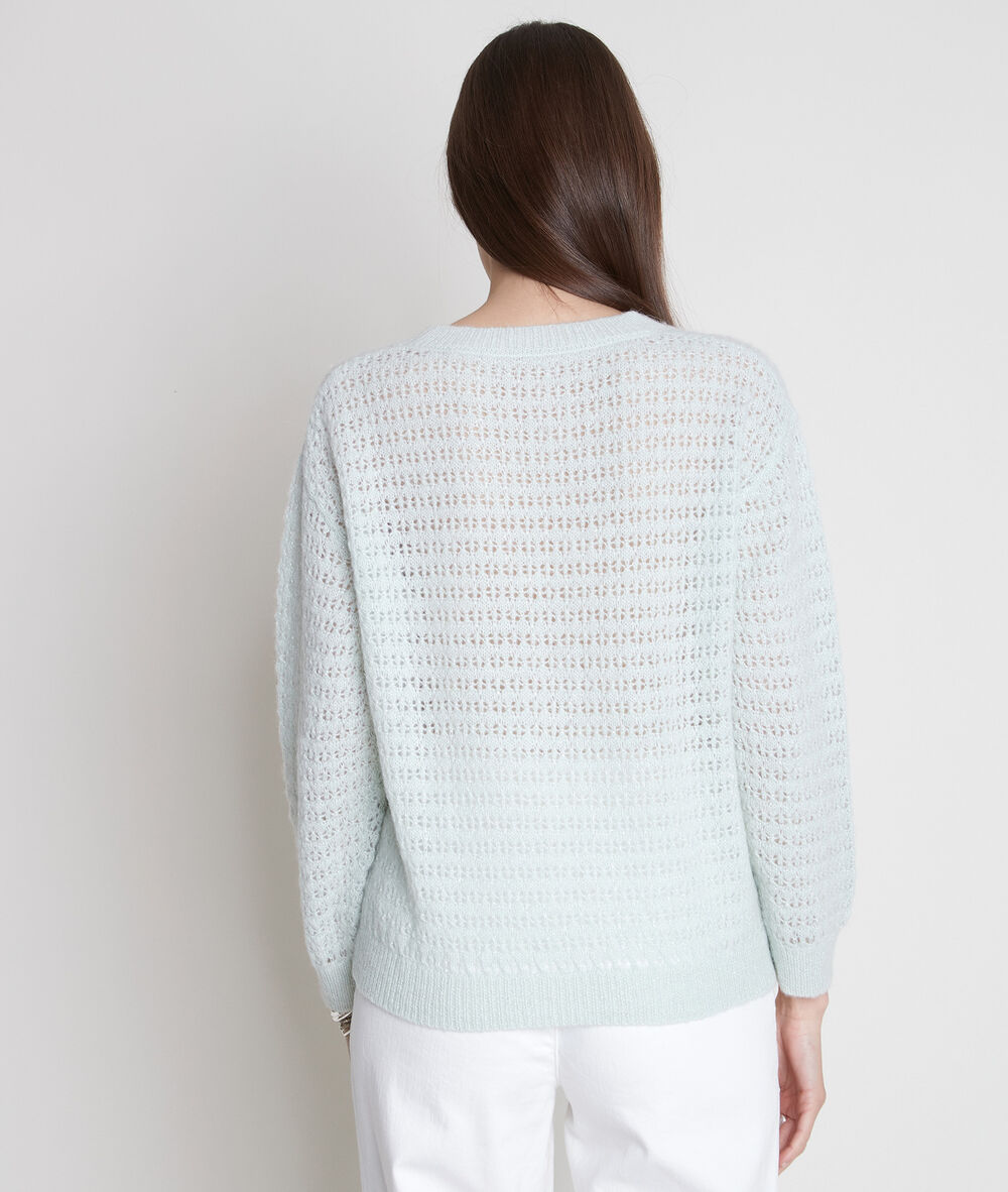Pull en maille épaisse ajourée jade tokyo jade.