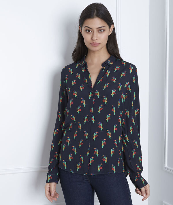 Schwarzes Hemd mit Druckmuster Ravel | 1-2-3 Schwarzes Hemd mit Druckmuster Ravel PhotoZ | 1-2-3