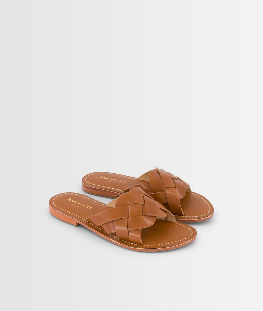 Mules en cuir gemy camel.