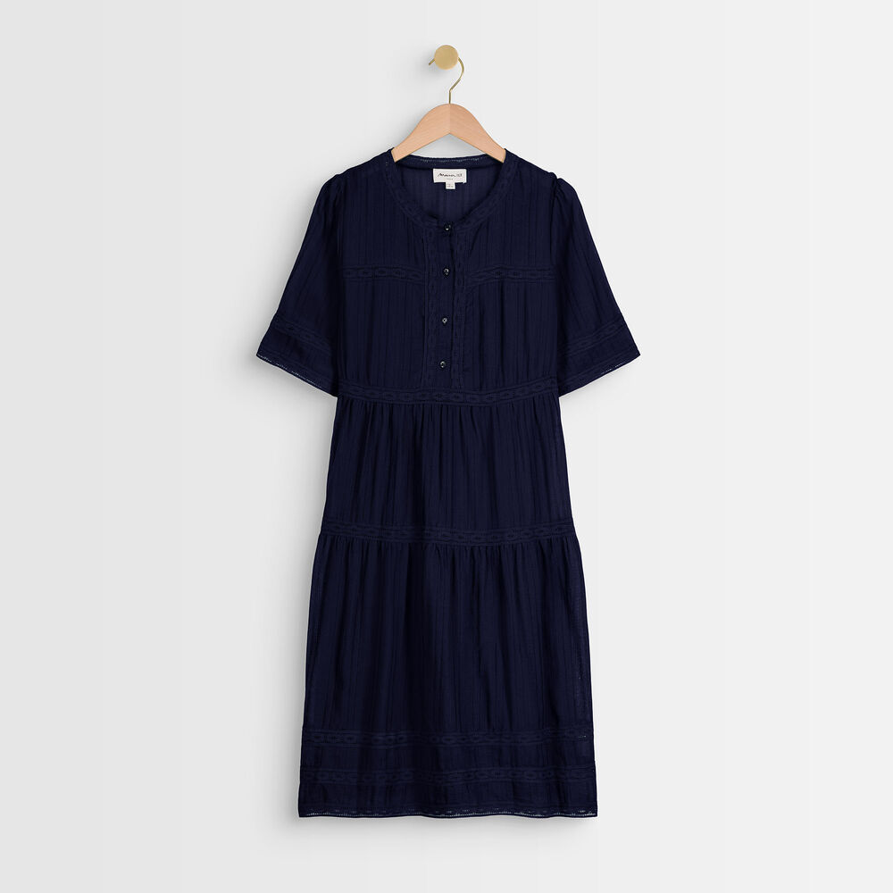 Marineblauwe jurk met kant corelia marineblauw.
