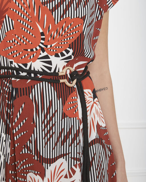 Robe acajou imprimée ceinture ludmilla sable.