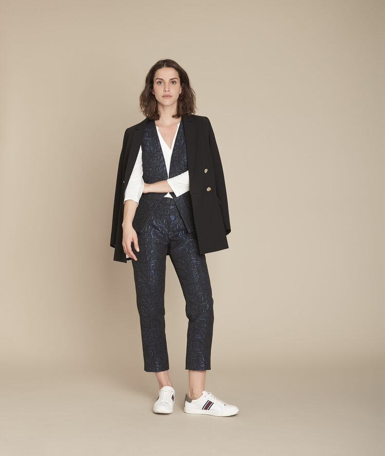 Gilet en jacquard sans manches bleuet marine.