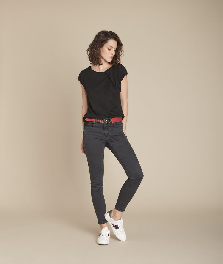 Tee-shirt noir drapé caline noir.