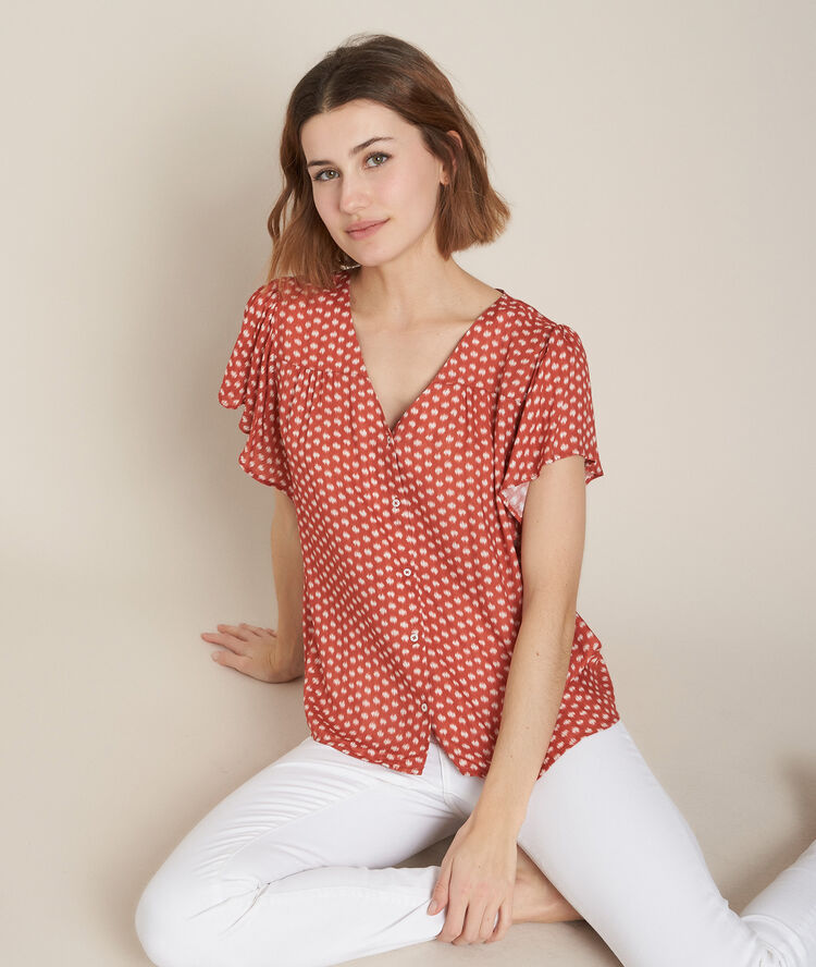 Bluse mit print elou ziegelrot.