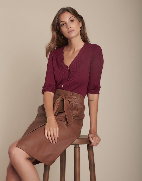 Pull merlot en jersey et côte Fabienne | 1-2-3 Pull merlot en jersey et côte Fabienne PhotoZ | 1-2-3