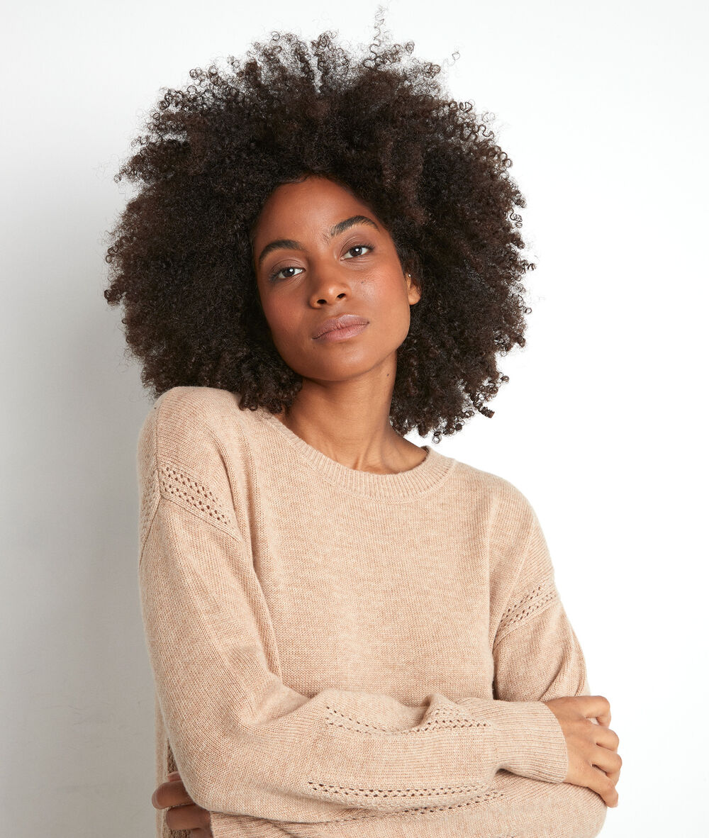 Beige trui-jurk van wol tabata camel clair.
