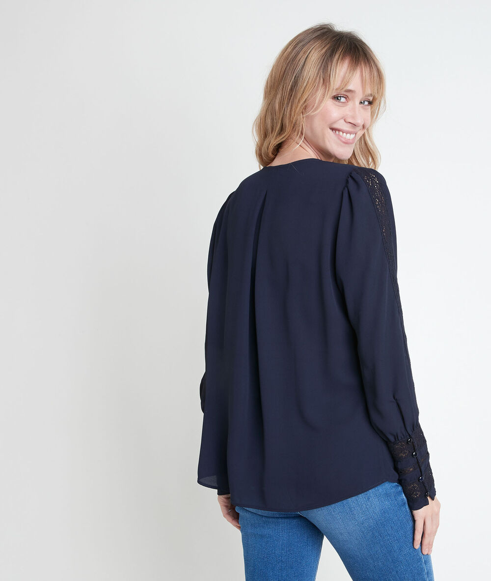 Blouse marine dentelle jabi marine.