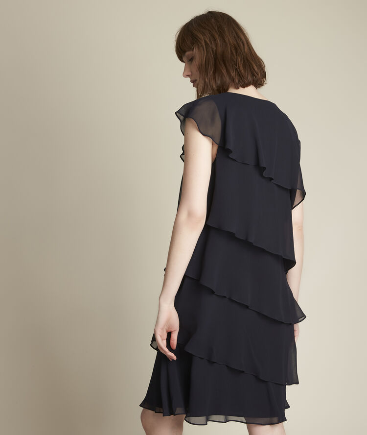Robe marine en soie à volants oly marine.
