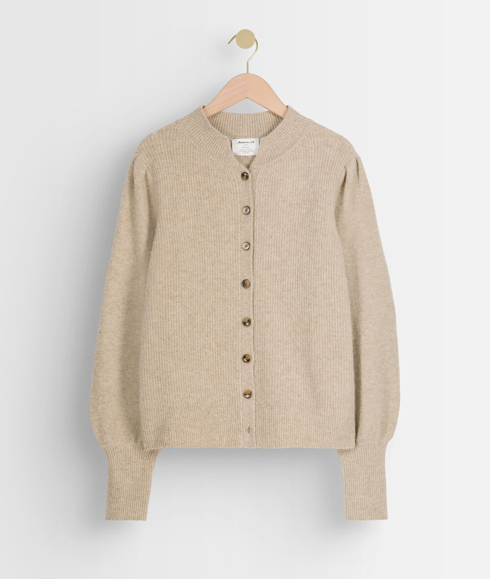 Cardigan beige col rond toussain beige.