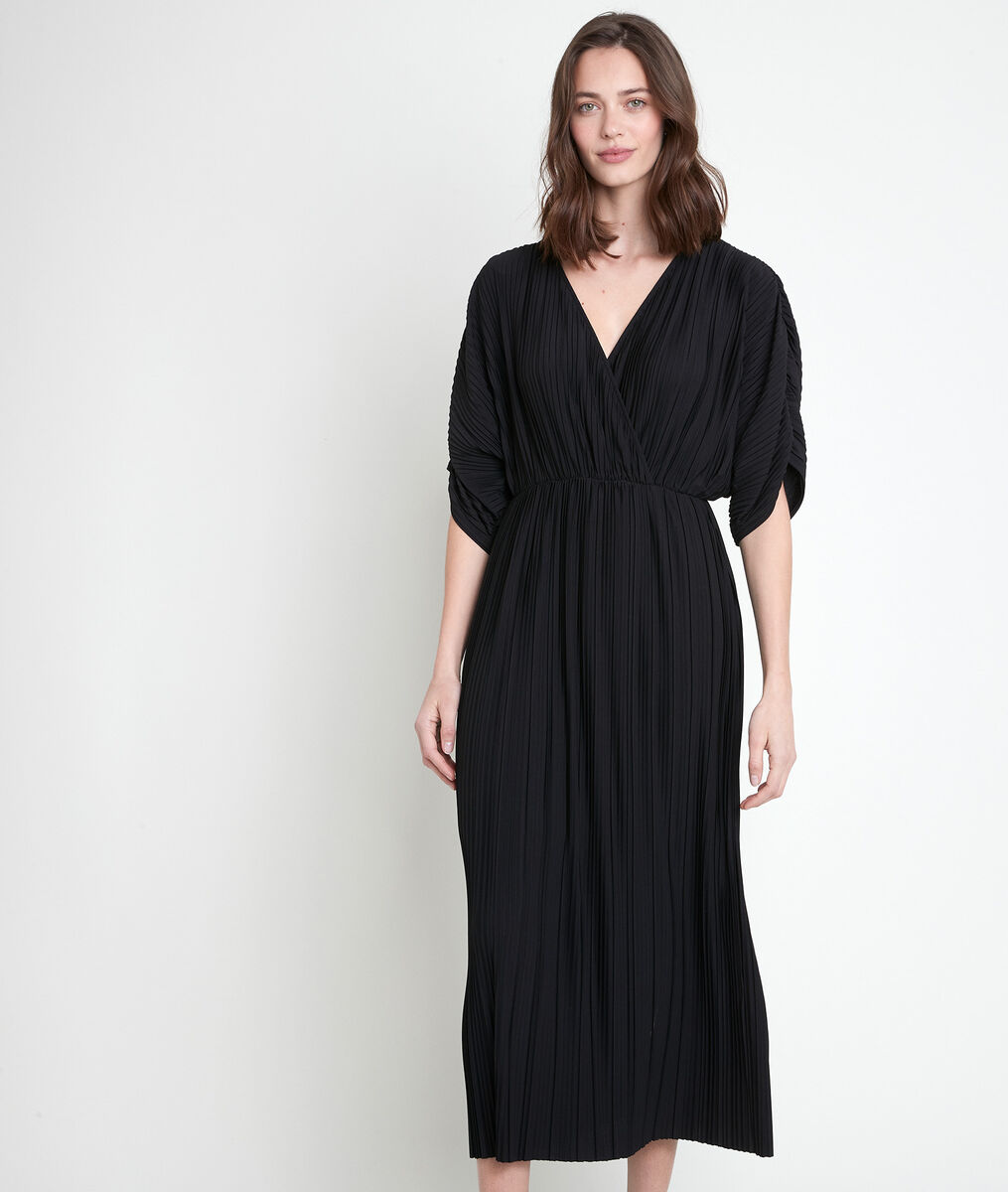 Robe longue noire plissée Melissa | 1-2-3 Robe longue noire plissée Melissa PhotoZ | 1-2-3
