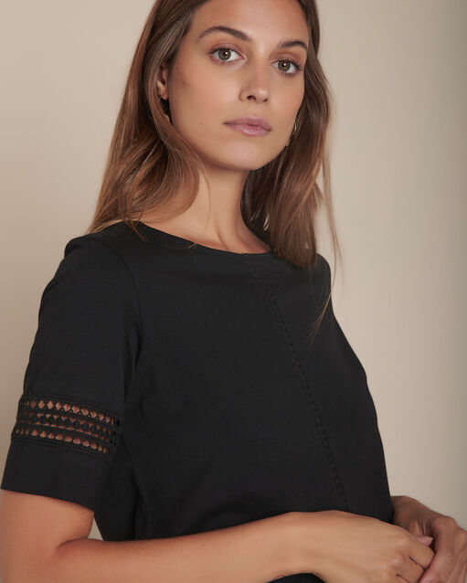 Tee-shirt noir en dentelle Cadix (1) - Maison 123