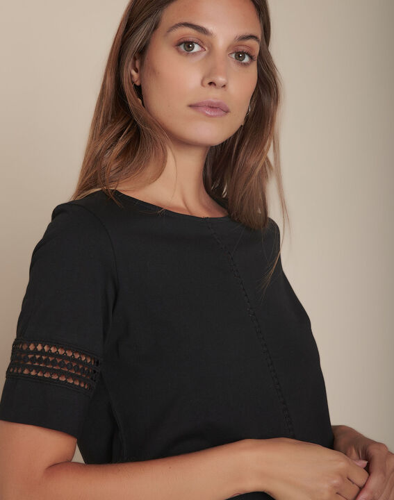 Tee-shirt noir en dentelle Cadix | 1-2-3 Tee-shirt noir en dentelle Cadix PhotoZ | 1-2-3