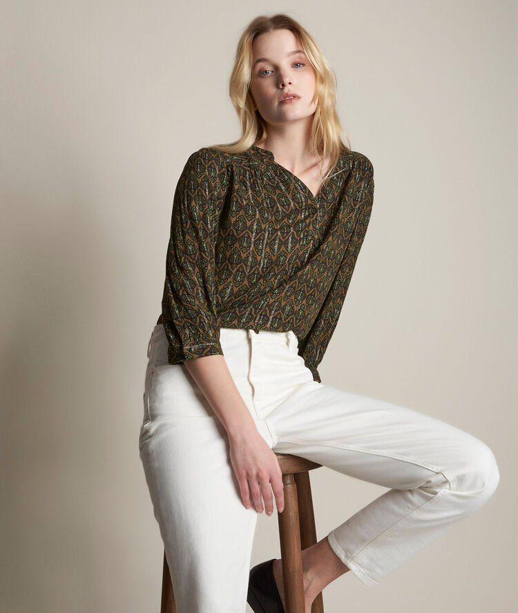 Blouse imprim&eacute;e elsa vert nil.