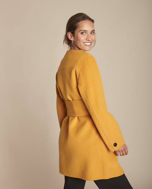 Manteau jaune double face en laine mélangée thea soleil.
