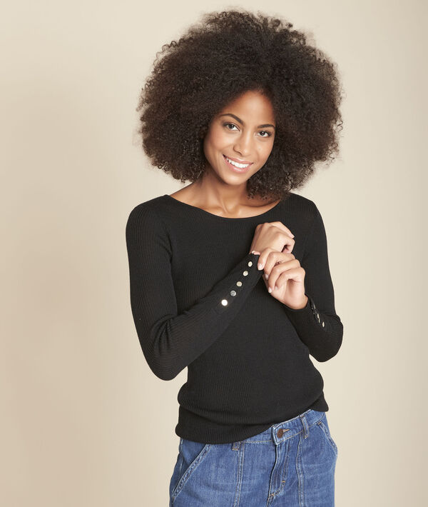 Pull côtelé fin noir Floraline | 1-2-3 Pull côtelé fin noir Floraline PhotoZ | 1-2-3