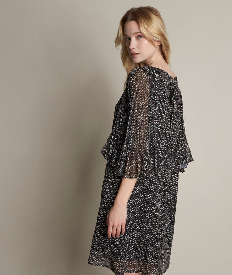 Robe imprimée en crêpe olivia noir.