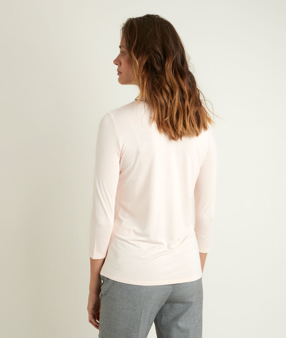 Blouse bimatière à col v genna poudre.