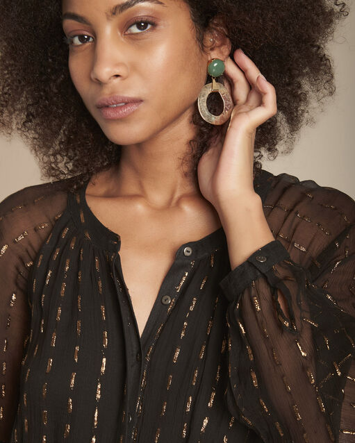 Robe longue noire en lurex rosane noir.