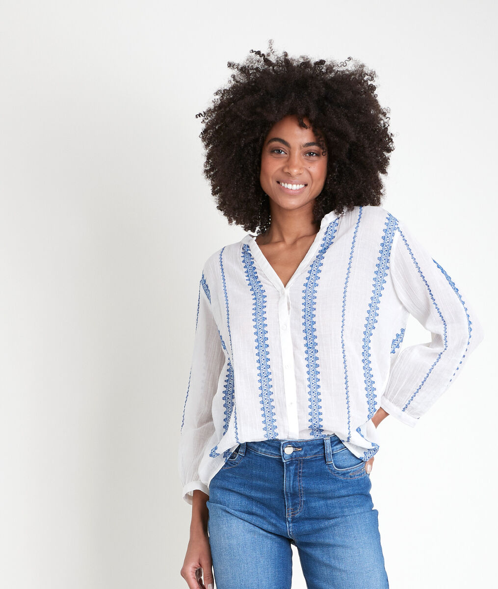 Blouse blanche brodée Tahiti | 1-2-3 Blouse blanche brodée Tahiti PhotoZ | 1-2-3