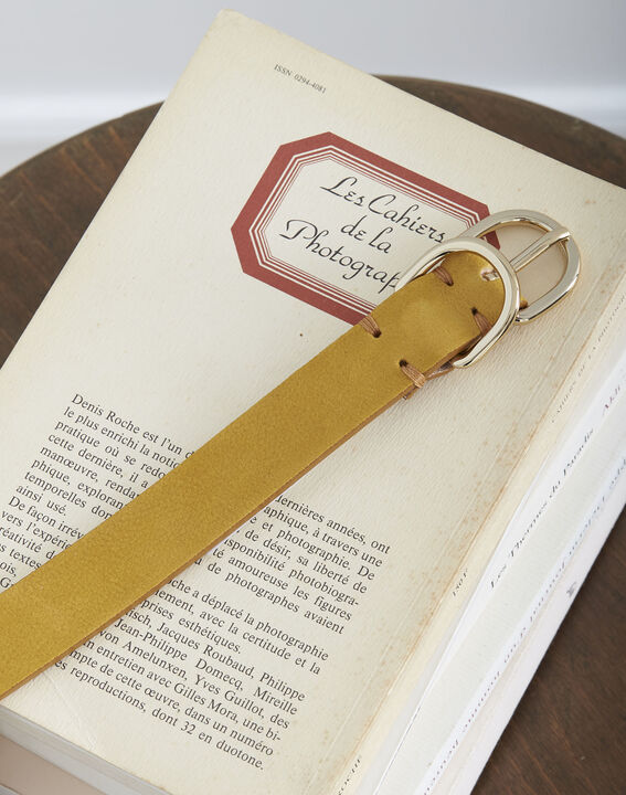 Ceinture jaune fine double boucle en cuir Quorentin | 1-2-3 Ceinture jaune fine double boucle en cuir Quorentin PhotoZ | 1-2-3