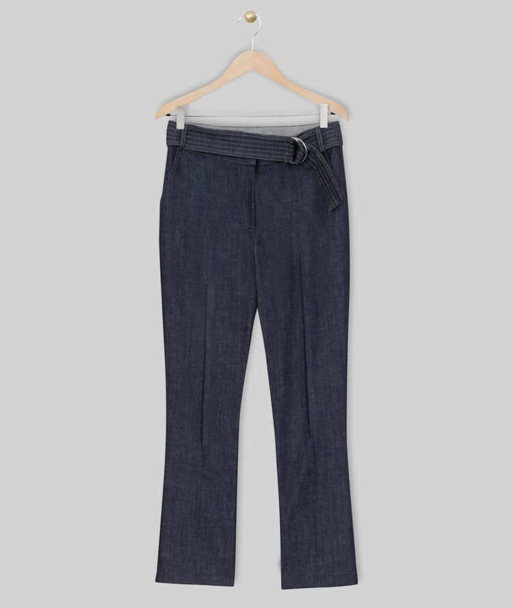 Pantalon en denim ceinturé amandine rinse.