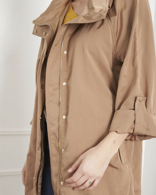Parka havane longue à capuche faustine camel.