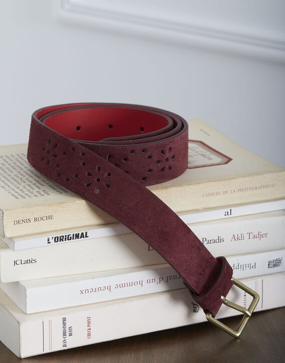 Ceinture bordeaux en cuir velours Kalya | 1-2-3 Ceinture bordeaux en cuir velours Kalya PhotoZ | 1-2-3
