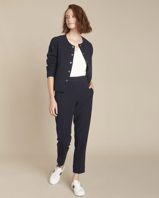 Pantalon marine compacte ermel marine.