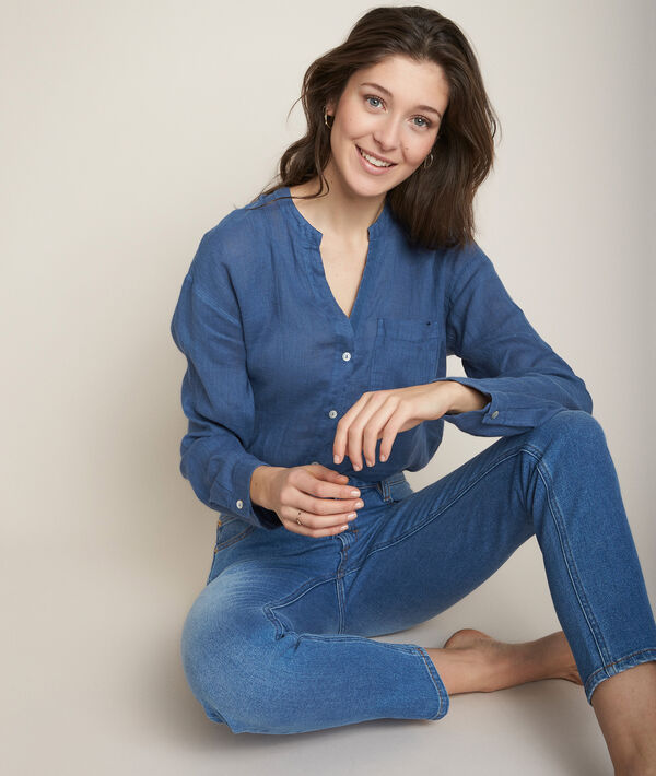 Chemise en lin indigo Emeline | 1-2-3 Chemise en lin indigo Emeline PhotoZ | 1-2-3