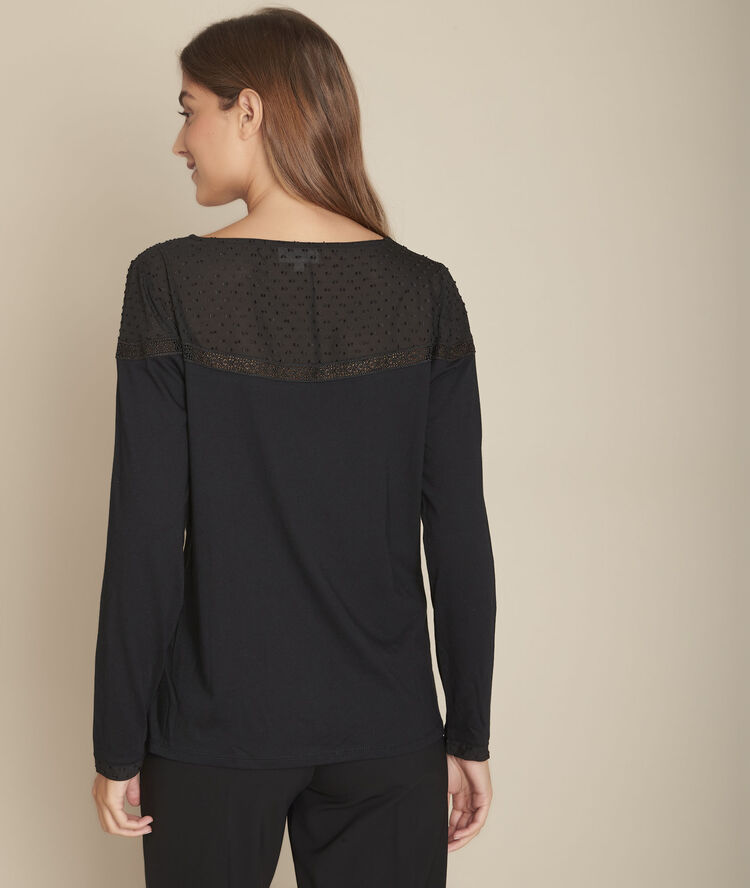 Tee-shirt encolure dentelle noir chiara noir.