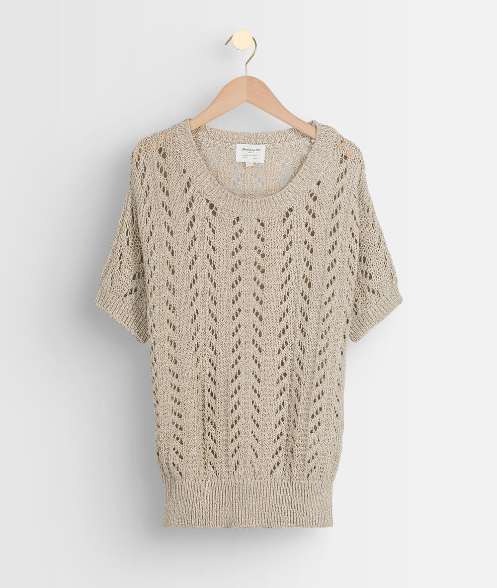 Pull ajouré doré aimy ble.