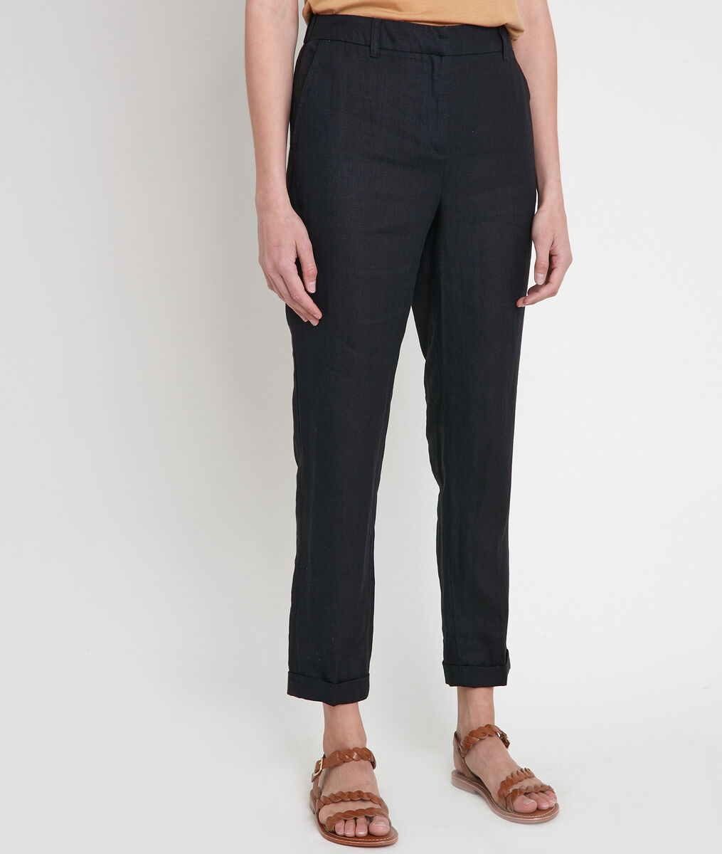 Pantalon chino en lin noir Felix Bis | 1-2-3 Pantalon chino en lin noir Felix Bis PhotoZ | 1-2-3