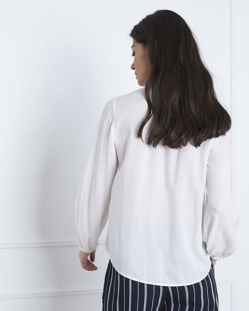 Ecru blouse met kanten bies viviana ecru.