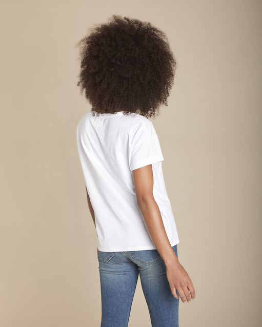 Tee-shirt blanc sérigraphié coton biologique clarisse blanc.