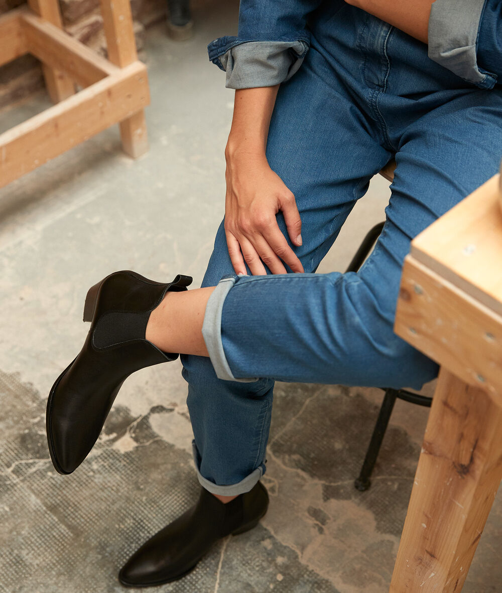 Bottines en cuir noires vera noir.