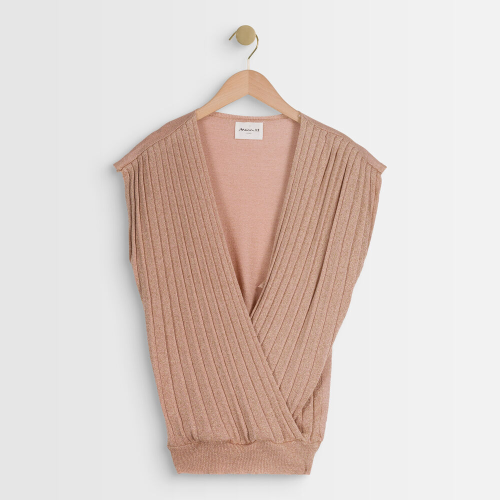 Top en maille plissé lurex angele blush.