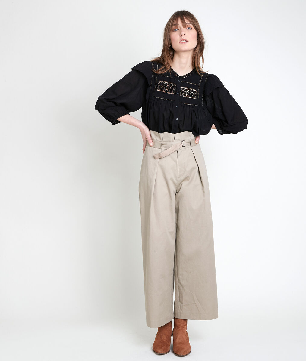 Blouse en coton dentelle noire Talia | 1-2-3 Blouse en coton dentelle noire Talia PhotoZ | 1-2-3