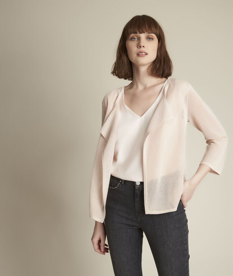 Gilet ajour&eacute; nude noisette nude.