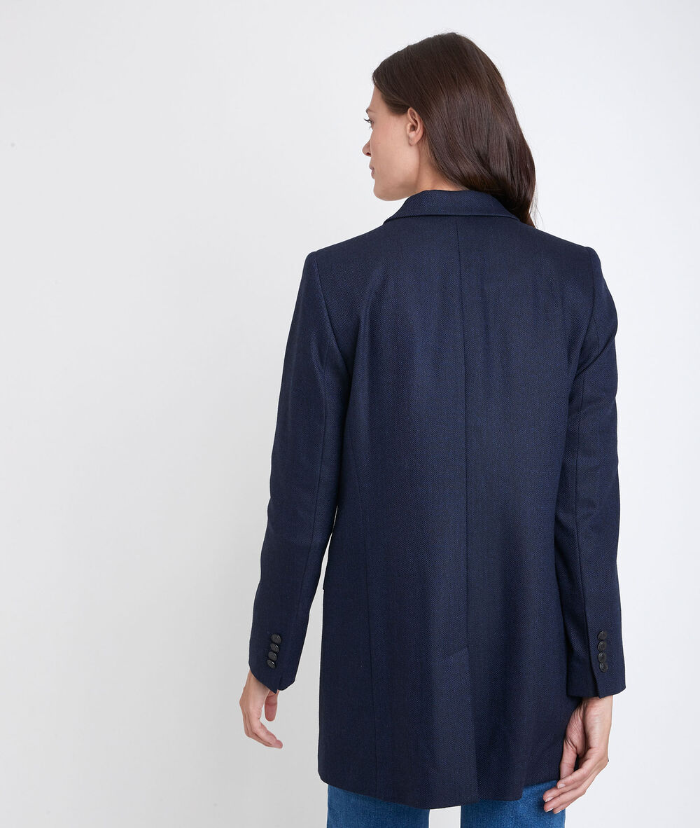 Veste longue à chevrons tamara marine.