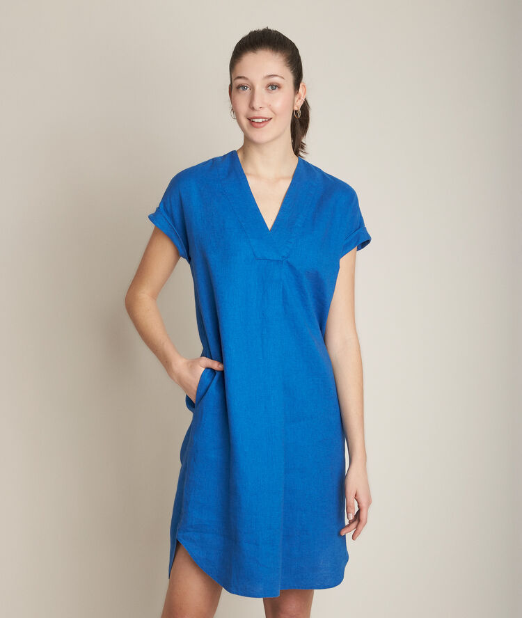 Robe en lin bleue christina cassis.