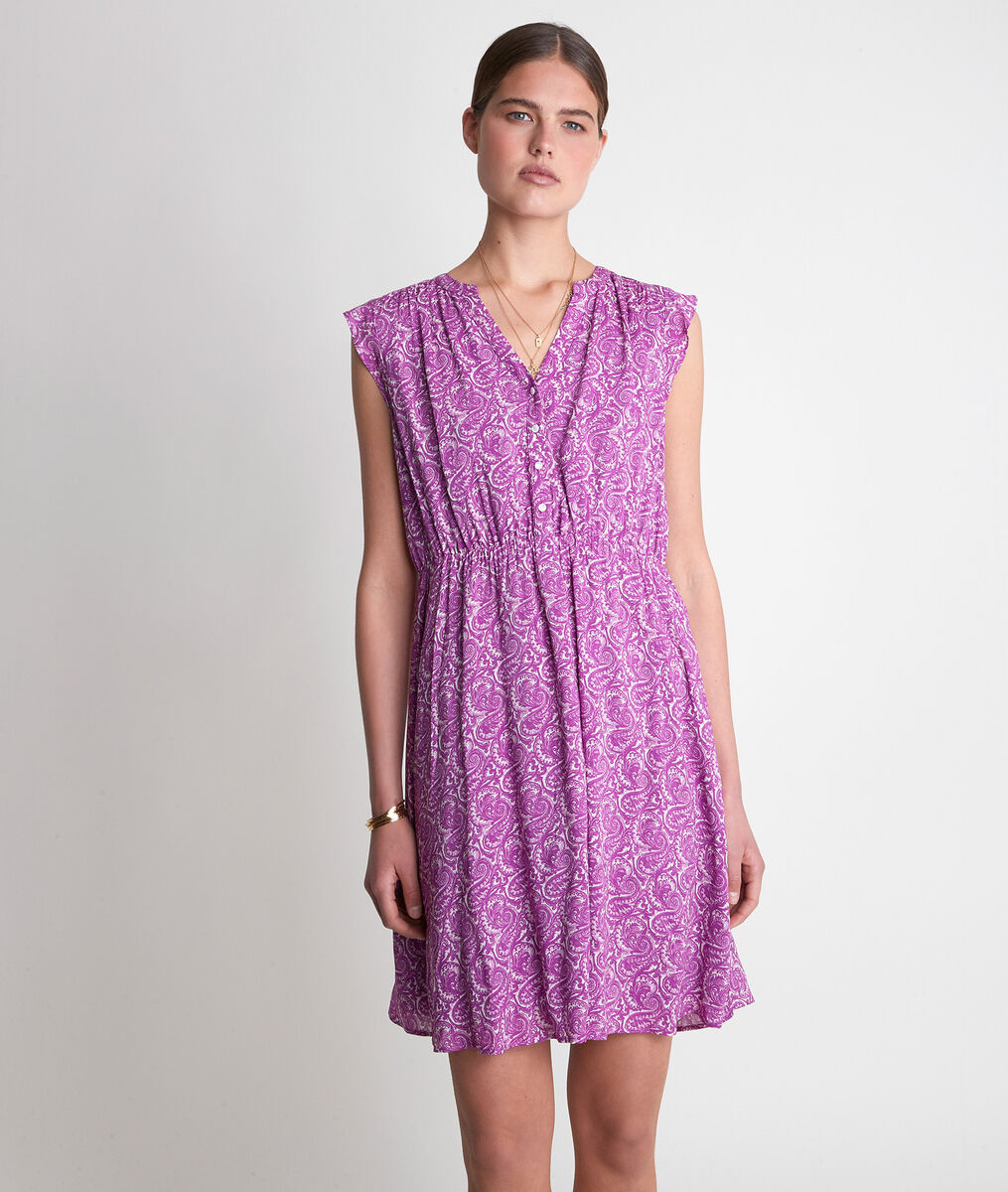 Robe courte imprimée violette Laudine | 1-2-3 Robe courte imprimée violette Laudine PhotoZ | 1-2-3