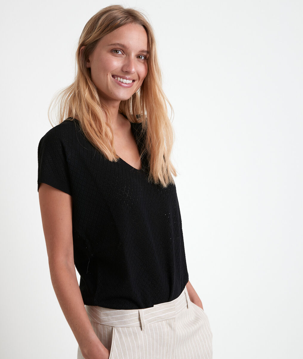 Pull viscose Ecovero® ajouré noir Aline | 1-2-3 Pull viscose Ecovero® ajouré noir Aline PhotoZ | 1-2-3